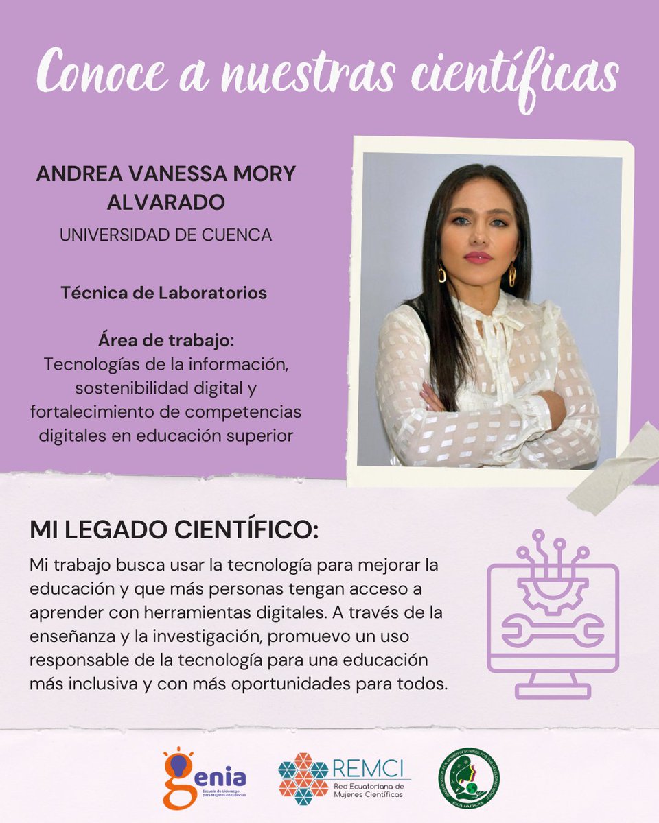 Ecuador_OWSD's tweet photo. La educación digital construye equidad 💻. Ella investiga tecnologías y promueve inclusión educativa ✨.
#WomenInSTEM #CienciaconPropósito
#DivulgaciónCientífica #STEMEcuador
LinkedIn: https://t.co/9L9u27od9O Ig: https://t.co/s9njwmP8YS https://t.co/5idCRZ7Atn