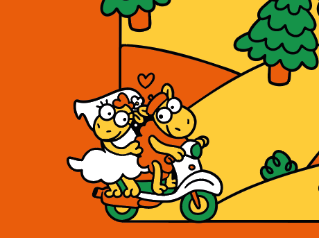 euskaltel's tweet photo. ¿La Marea Naranja no iba de ciclismo? 🚲

Pues sí, pero en la camiseta de este año teníamos que hacer un guiño a @TxominJ y a su pareja, que salieron en vespa de su boda. 🛵 https://t.co/WNImxHAFdd