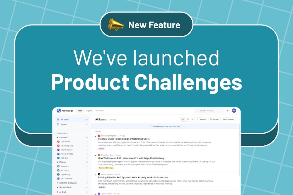 frontendmentor's tweet image. We just launched a new challenge format: Product Challenges! 🚀

You get a product spec instead of a Figma file, and you make the design decisions yourself. You collaborate with AI, build the full product, and ship something you, or anyone, can use.

More details 🧵