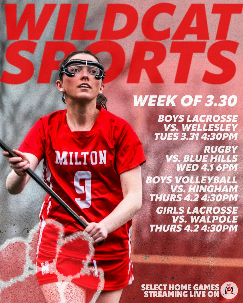 MiltonAccessTV's tweet image. SPRING SPORTS ARE BACK.

Here's who the Wildcats are taking on this week at home.

📸: @SoNickFilms

#MiltonMa #Milton