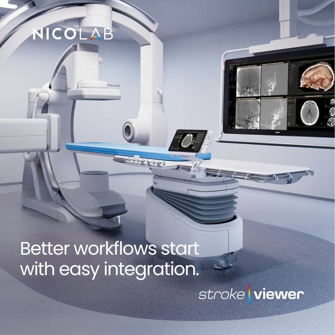 US_Nicolab's tweet photo. Every minute counts in stroke care. Integrating #Nicolab with #Azurion via ConnectOS brings AI table-side without breaking scrubs. Connected workflows support better outcomes. #StrokeViewer #TimeIsBrain https://t.co/6fsXZACUnK