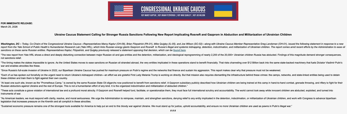 Congressional Ukraine Caucus tweet media