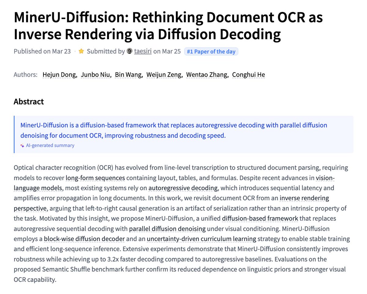 MinerU-Diffusion abstract screenshot