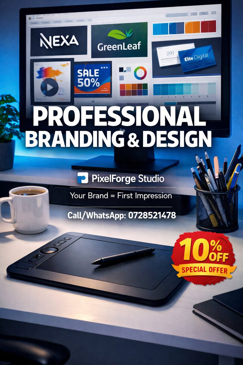 Brianmosoti6's tweet image. People judge your business in seconds.
We create powerful branding that makes you look professional and trustworthy 🎨✨
📞 Let’s build your brand: 0728521478
#Branding #LogoDesign #BusinessIdentity #sifuna #AFCON2027 #Transformationyoucansee