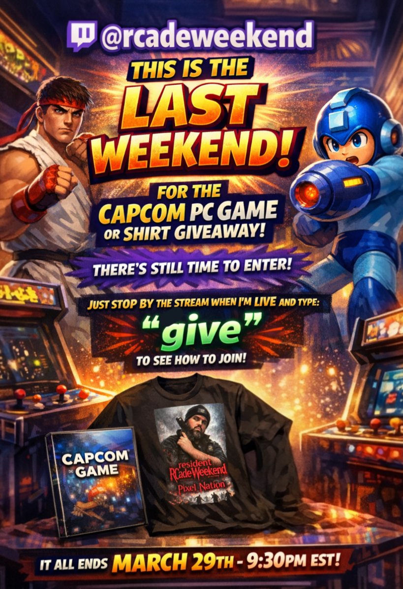 twitch.tv/rcadeweekend #twitch #capcom #giveaway