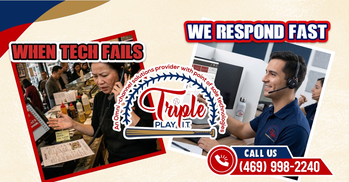 TriplePlayIT's tweet photo. Fast POS Troubleshooting When You Need It Most
Technical issues don’t wait for convenient times. Triple Play I.T. offers fast diagnostics and reliable solutions to minimize downtime and keep your business operating.
Less downtime. More revenue.
📷 (469) 998-2240
#ITSupport https://t.co/5aBBUCCi1Q