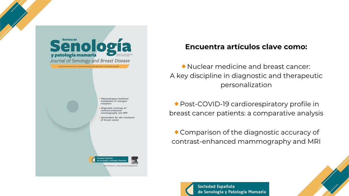sespm's tweet photo. 📢📰 ¡Ya está disponible el nuevo número de la Revista de Senología y Patología Mamaria!

Accede al Vol. 39, Núm. 1 a través de nuestra página web.🔗

📌No dudes en consultarla
👉🏻 https://t.co/IXNIERBEdY https://t.co/kr0sJxZWnF