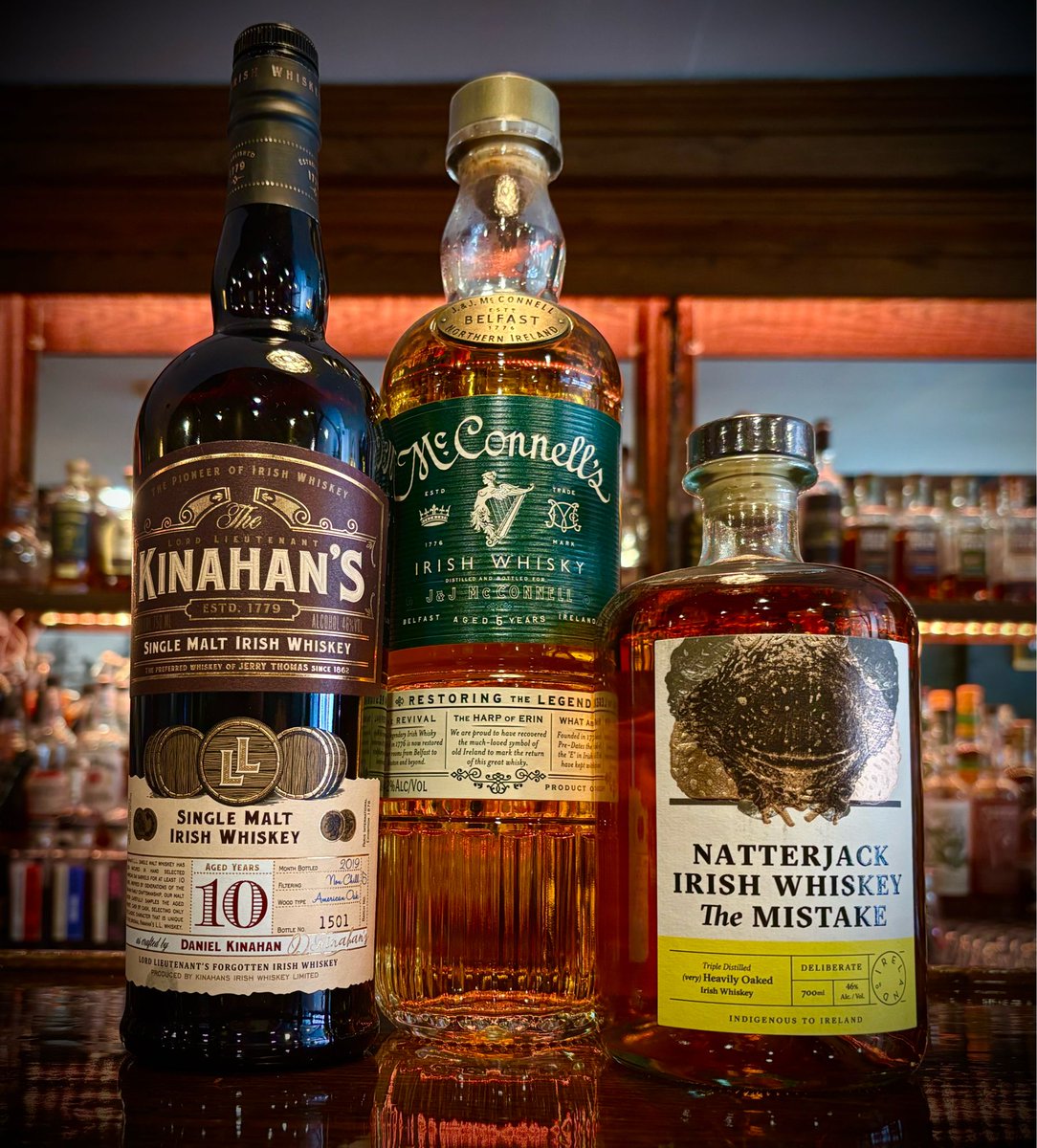HouseofGuinness's tweet photo. On St. Patrick’s it's all Jameson and Tully but there are so many more Irish pours!

Glass specials for March 25th, 2025:
-McConnell's Single Malt Irish Whiskey 2oz pour $7
-Kinahan's 10-Year Single Malt Irish Whiskey 2oz pour $10
-Natterjack Irish Whiskey The Mistake 2oz pour $9 https://t.co/NB3XBoLAqi