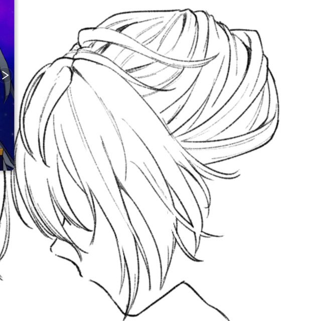 髪の毛線画