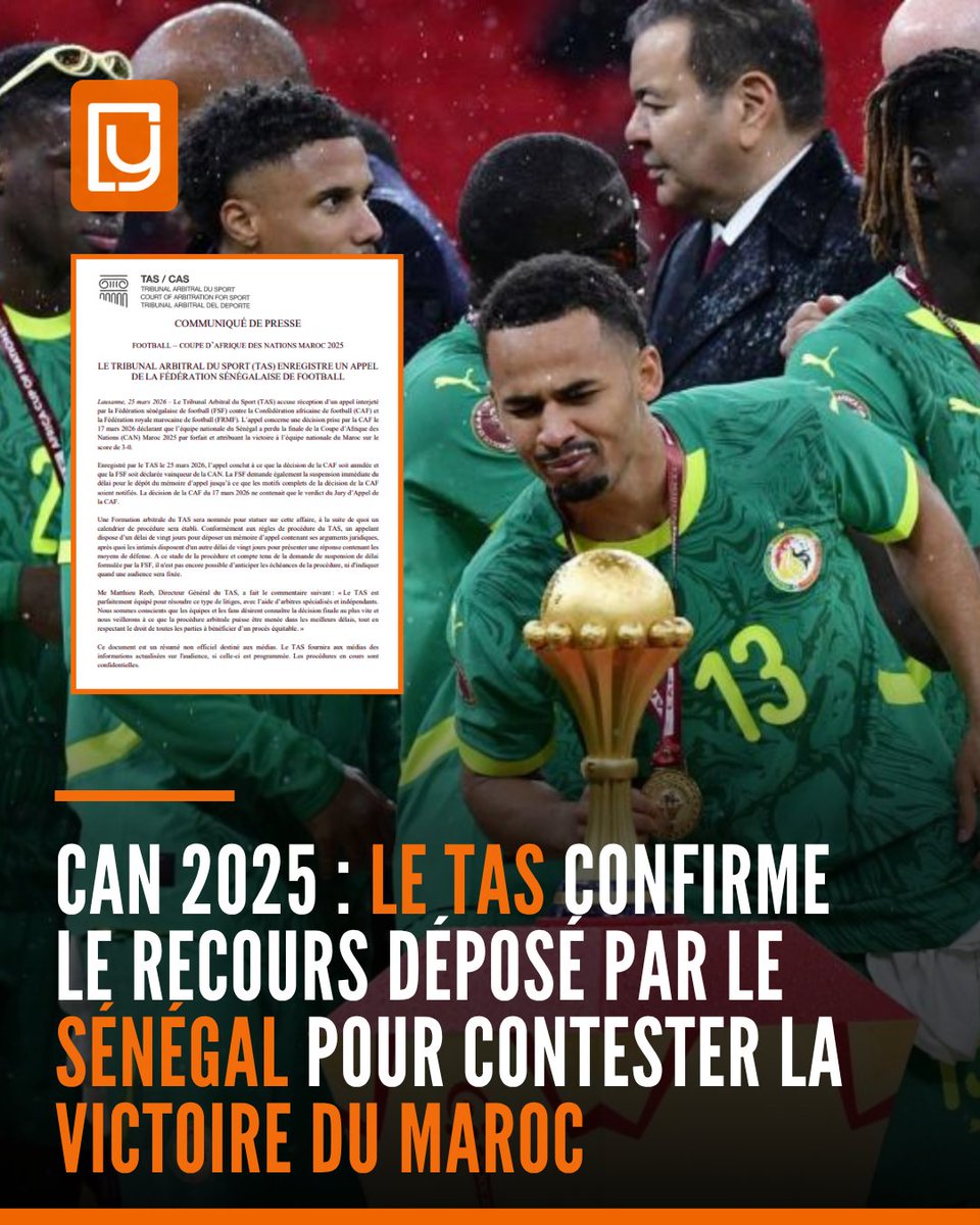 yabiladi_fr's tweet image. 🚨 La Fédération sénégalaise de football a officiellement saisi le TAS à Lausanne pour contester la perte sur tapis vert du titre de la CAN 2025⚖️🇸🇳

 #Tas #FédérationSénégalaise #CAF #CAN2025 #Actualité