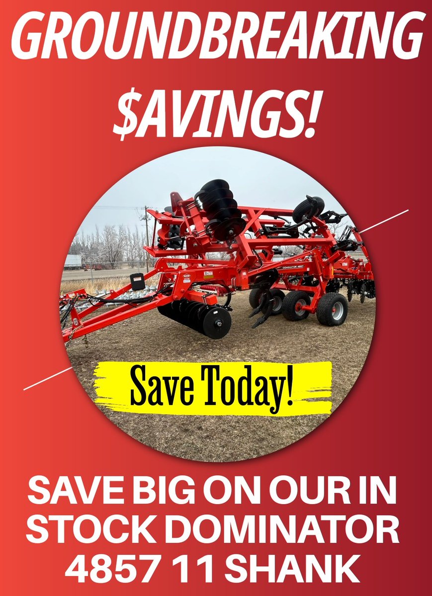 ShaunSmitty37's tweet photo. Great Savings on this unit for a limited time!! 
Great tool for removing compaction and dealing with residue. 
Working Width is 16'6"
Transport width is 14,1"
Horsepower requirement is 429-517hp 
Financing available
Call 403-363-9718 to learn more! https://t.co/0jLDXtymBc