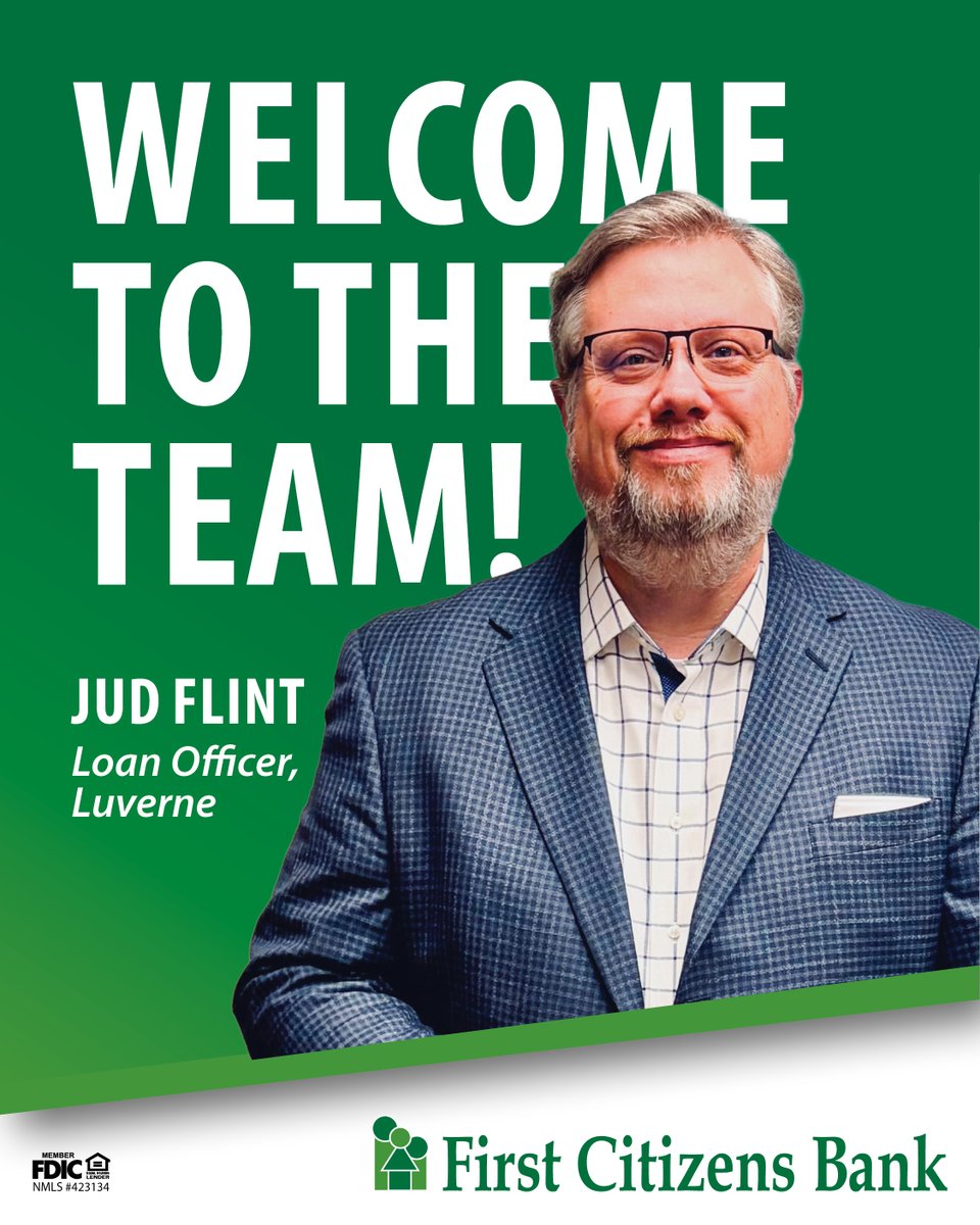 FCBankAL's tweet photo. You know him. You love him. And we’re thrilled to announce that now, Jud Flint, is part of the First Citizens Bank team! Jud comes to FCB with over 30 years of experience and is ready to help YOU achieve your financial goals. Stop by our Luverne office to say “hello!” https://t.co/S4Wt6eAIVO