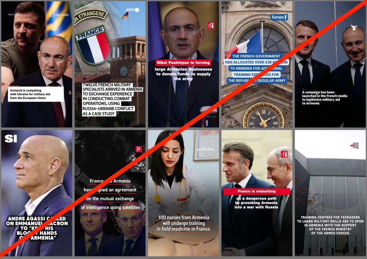 antibot4navalny's tweet photo. Yesterday's Matryoshka campaign targeting June-2026 elex in Armenia alleges a secret agreement between Macron and Pashinyan:

"Pashinyan will receive Macron's support in Armenia's parliamentary elections.

In exchange, Pashinyan would start a war with Russia after his victory." https://t.co/41Y1JywJ1j