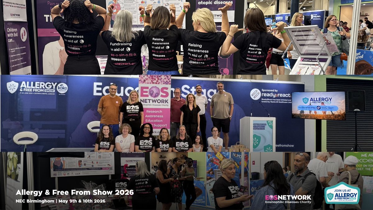 CharityEos's tweet image. We’re excited to partner with the UK’s largest free-from health show! 💜 Members can claim complimentary tickets. Reserve yours now: 
👉 eosnetwork.org/Event/allergy-… Find support and inspiration for living with allergies and EADs. 

#EoE #EOSAware #EosinophilicDisease #EOSNetwork