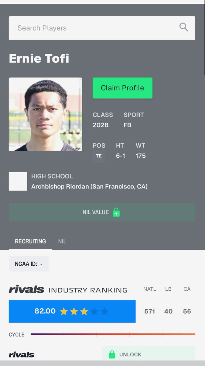 ErnieTofi415's tweet photo. Beyond blessed to be ranked a 3⭐️ by @Rivals ! Lots of work ahead and all on God’s Timing! @BrandonHuffman @GregBiggins @adamgorney @CoachAdhir @BIGGTOFF415 #LYJP🧡 #TofiBoyz https://t.co/LjH4j2KTR7