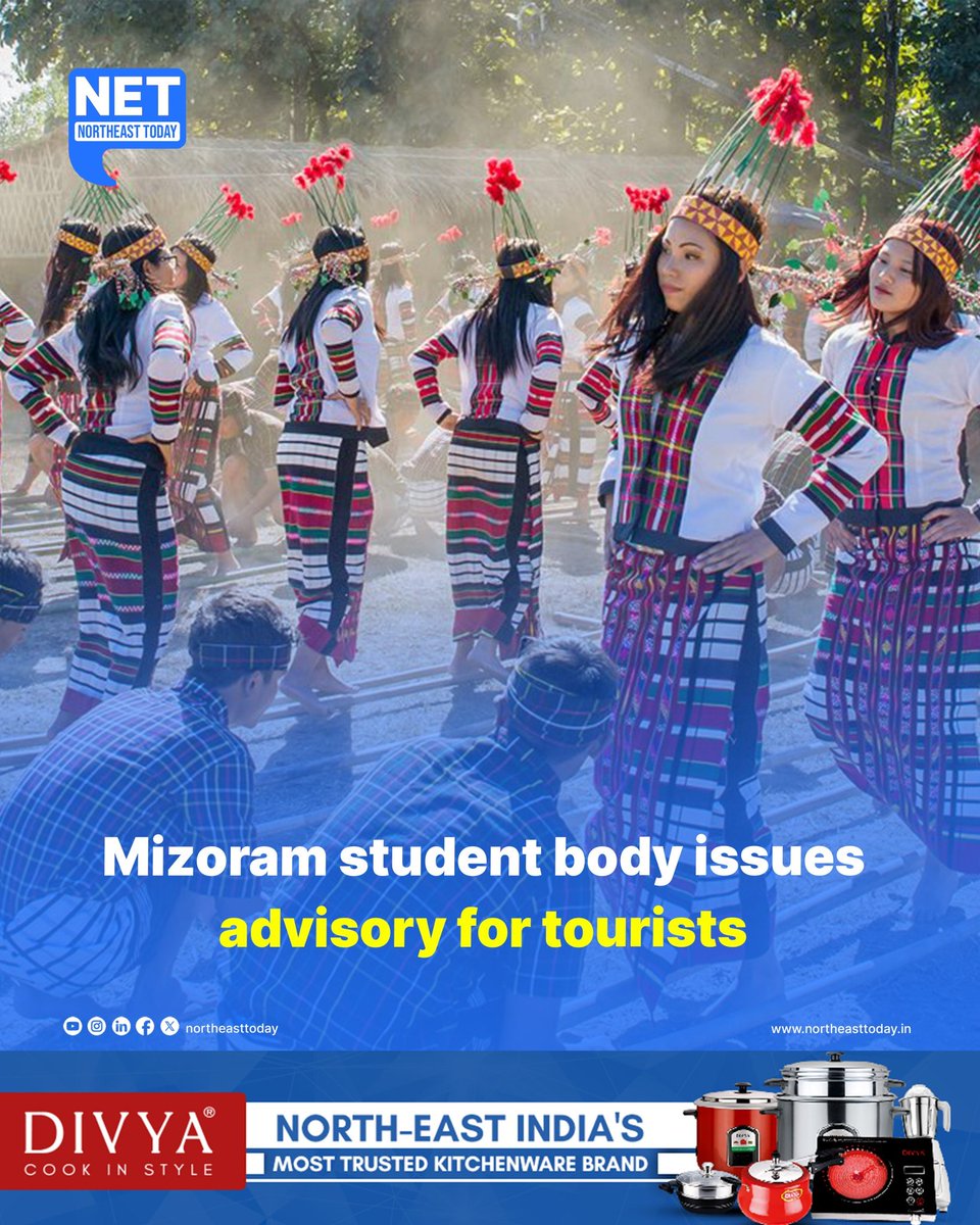 NortheastToday's tweet image. #NetSnippet | Mizoram’s apex student organisation, the Mizo Zirlai Pawl (MZP), has issued a detailed advisory for tourists, emphasising cultural sensitivity and social etiquette as visitor numbers continue to rise in the state.

Read more..
northeasttoday.in/northeast/mizo…

#Advisory