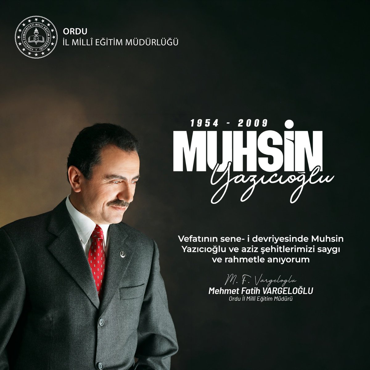 Ordu_MEM's tweet photo. Muhsin Yazıcıoğlu'nu aramızdan ayrılışının 1️⃣7️⃣. yıl dönümünde saygı ve rahmetle anıyoruz.

#eğitimkentiORDU
#Ordu

@tcmeb @Yusuf__Tekin @TCOrduValiligi @mhilmiguler @mfvargeloglu https://t.co/xTSefpJWrI