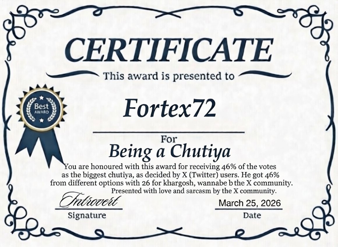 You're honoured with this award 
<a href="/Fortex72/">Fortex</a>