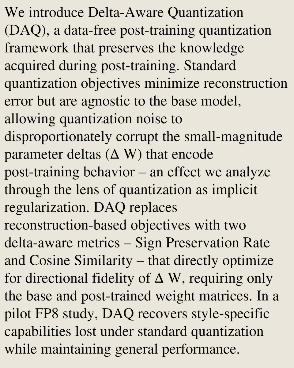 Quantization Delta DAQ: Delta-Aware Quantization for Post-Training LLM Weight Compression ...