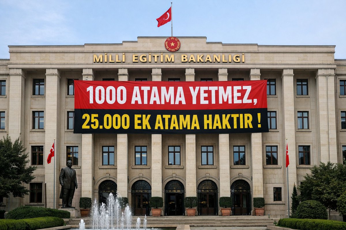 Bin atama,bir ilin ihtiyacını bile karşılamaktan çok uzak. 25 Bin ek atama şarttır.

<a href="/RTErdogan/">Recep Tayyip Erdoğan</a> <a href="/dbdevletbahceli/">Devlet Bahçeli</a> <a href="/_cevdetyilmaz/">Cevdet Yılmaz</a> <a href="/PrfDrFilizKilic/">Prof. Dr. Filiz KILIÇ</a> <a href="/oktay_saral/">Oktay SARAL</a> <a href="/hasandogan/">Hasan Doğan</a> <a href="/memetsimsek/">Mehmet Simsek</a> <a href="/Yusuf__Tekin/">Yusuf Tekin</a> <a href="/erkanakcay45/">Erkan Akçay</a> <a href="/zuhal_karakoc/">Doç. Dr. Zuhal Karakoç 🇹🇷</a> <a href="/NazimMavis/">Dr. Nazım Maviş</a> <a href="/tcbestepe/">T.C. Cumhurbaşkanlığı</a> <a href="/tcmeb/">Millî Eğitim Bakanlığı</a>

#Meb2024KpssyeSahipÇık