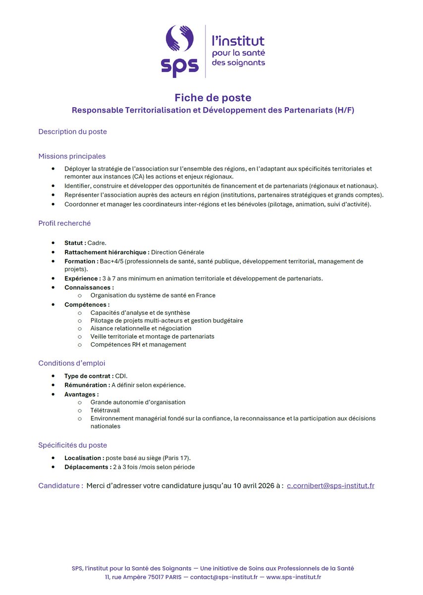 SPS, l'institut pour la santé des soignants tweet media