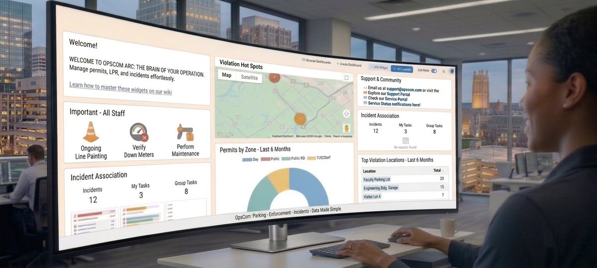 Say hello to your new Operations Dashboard! OPSCOM-ARC is the "brain" of your ops: 
🎯 Parking, LPR &amp; security unified
⚡️ Real-time data 
🛠️ Tailored views
Bring ingenious problem-solving to your team and make every shift a delight.
 sbee.link/h7gbj4wtra