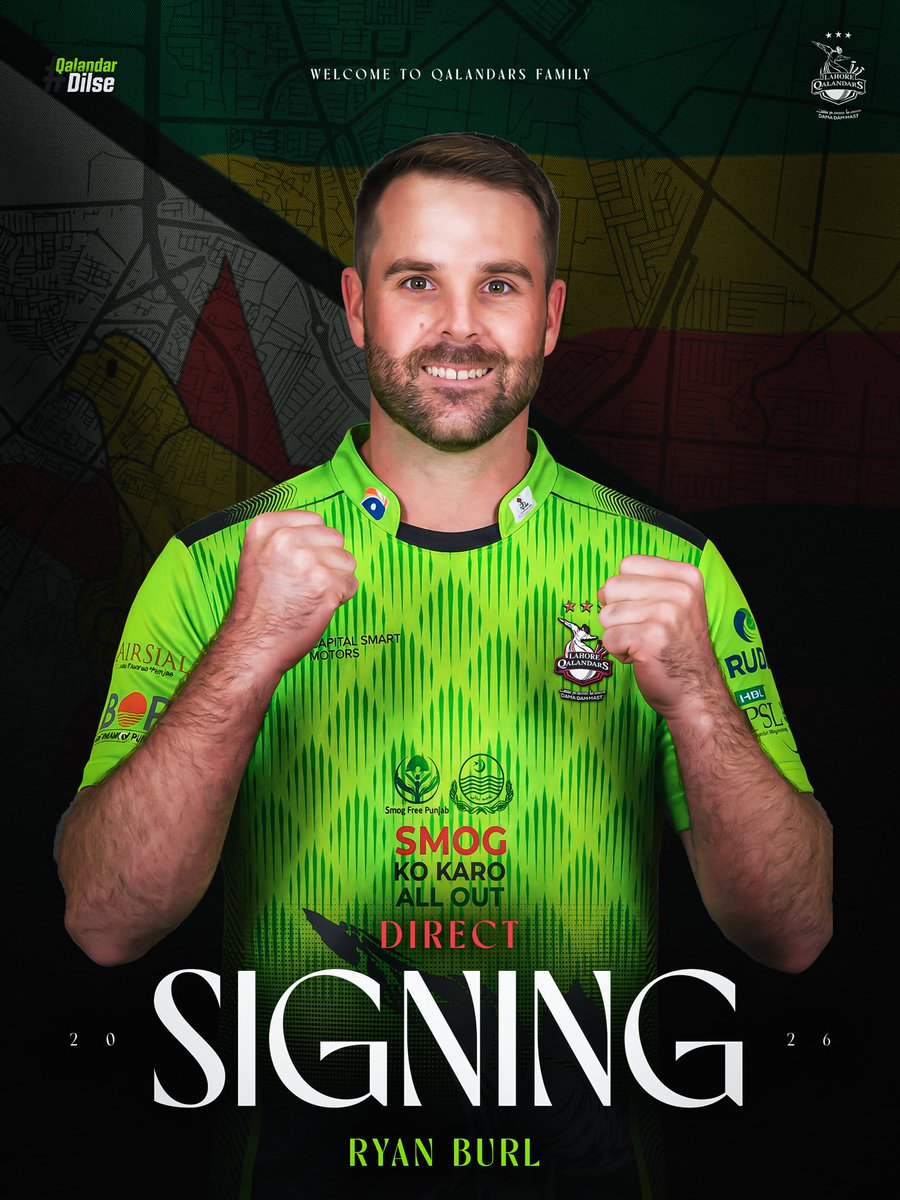 Straight from Zimbabwe to Lahore 🇿🇼🇵🇰

Our latest direct signing, <a href="/ryanburl3/">Ryan Burl</a>, is set to join the squad as the 20th player. 💪🏼
