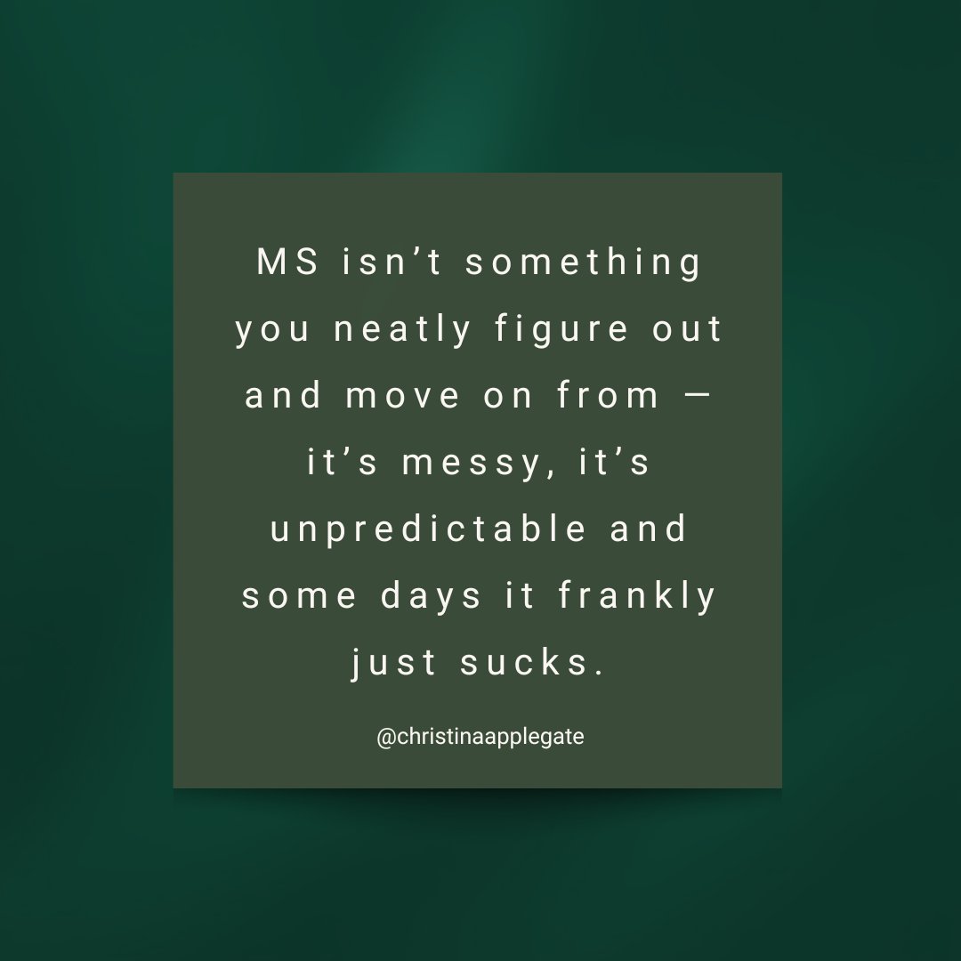 AutoimmuneReg's tweet image. Autoimmune disease doesn't come with a manual, and it can get very messy. One day you’re managing the complexity of systemic symptoms, and the next, you’re just trying to get through the hour.⁠
Christina Applegate shares her honest struggles with MS. 
⁠#AutoimmuneAwarenessMonth