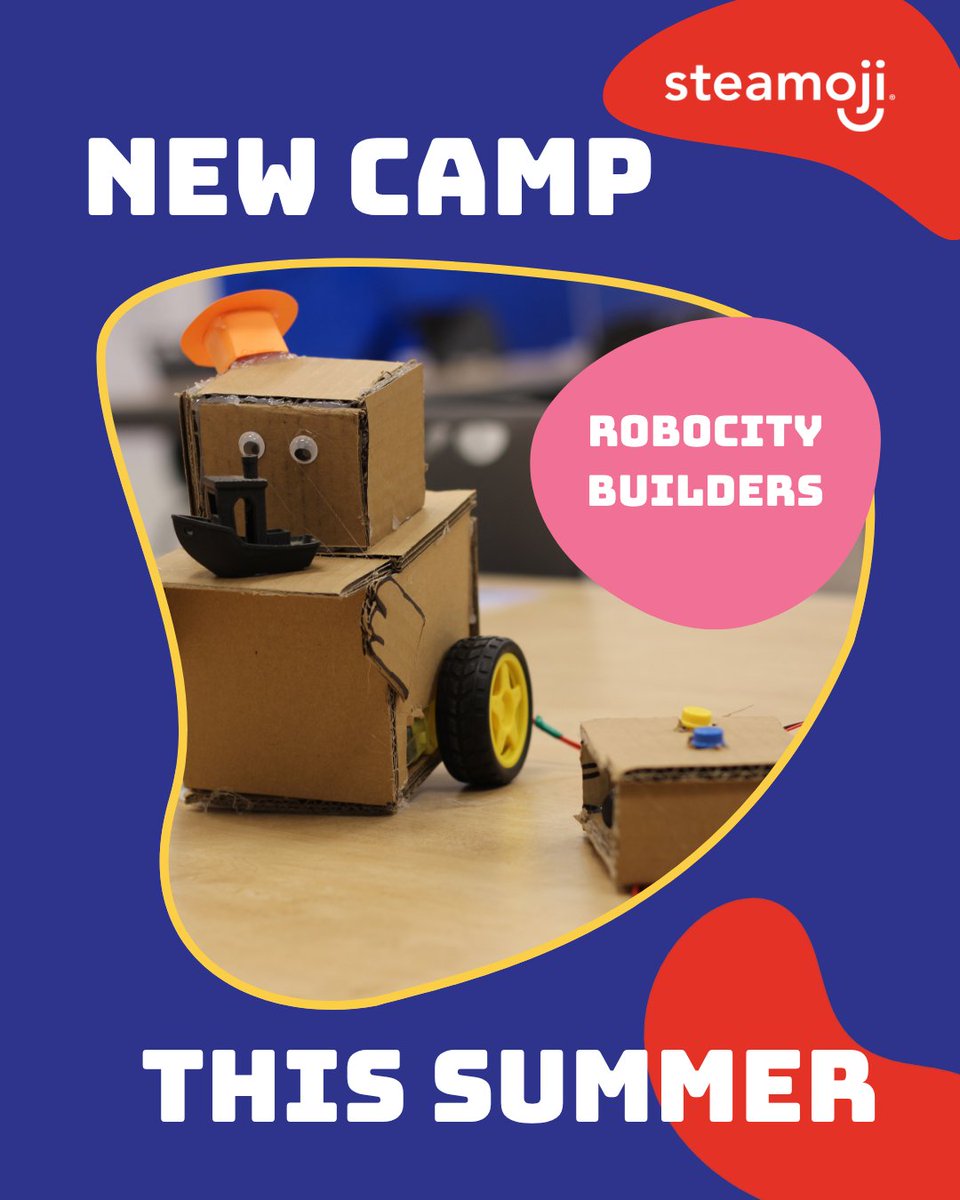 steamoji's tweet photo. Our new summer camp is here 🌟 

Get ready to pair robotics, engineering and your imagination to build your very own Robo City! Perfect for curious minds aged 5+ who love to build and dream big! 🤖🏙️

Find out more on https://t.co/Rjy57lZx73

#SummerCampKids #KidsSummerCamp https://t.co/CuNEQHcMEv