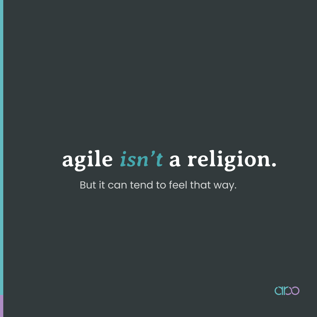 arooConsulting's tweet photo. Agile isn't a religion. 
Neither is Waterfall. 
Neither is AI. 
But a lot of teams treat them like one. 
Here's the pattern. https://t.co/f7lEuhfzVK