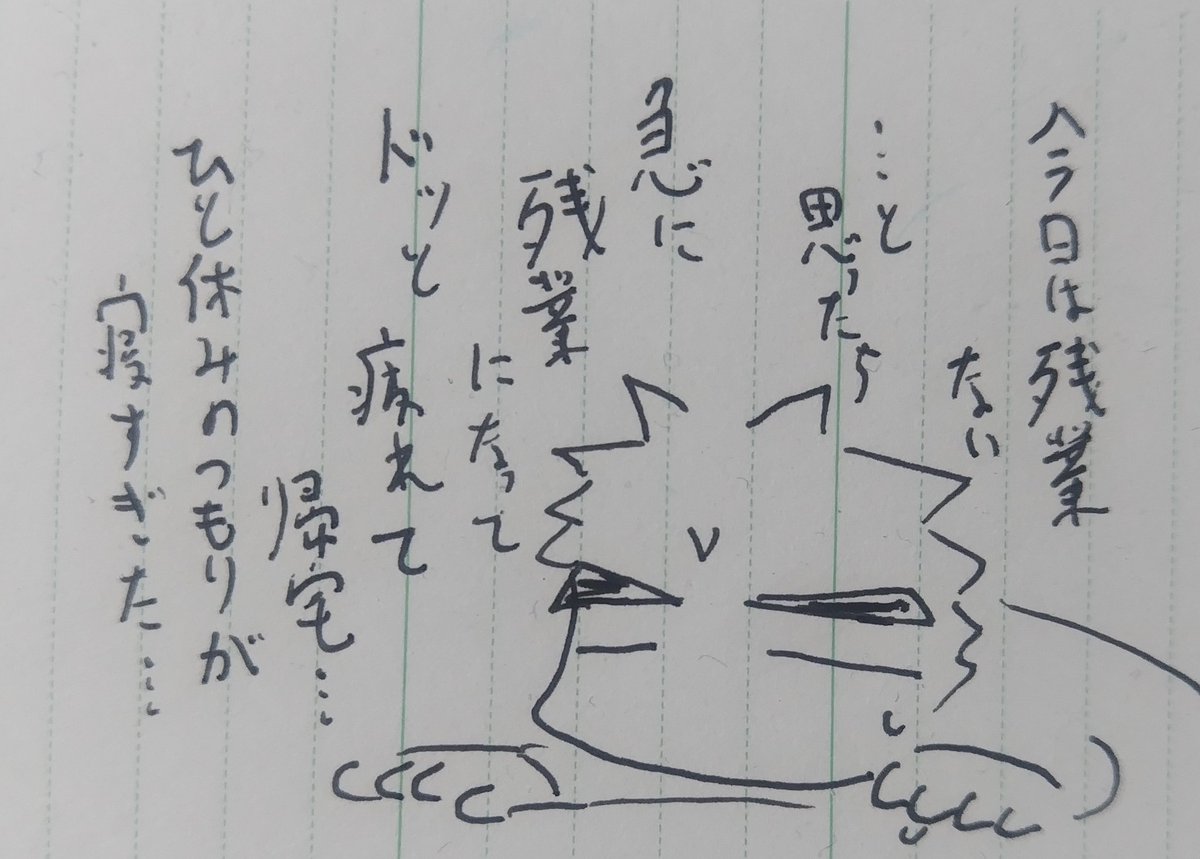 3/25
今日は残業無いと思ったら急な残業でドッと疲れました⋯
帰宅してひと休みのつもりが寝すぎてました⋯
#絵日記