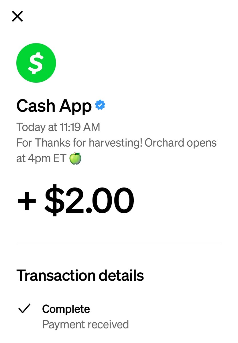 Thank you <a href="/CashApp/">Cash App</a> I am ready to harvest some more Cash Apples today!🍎🍏