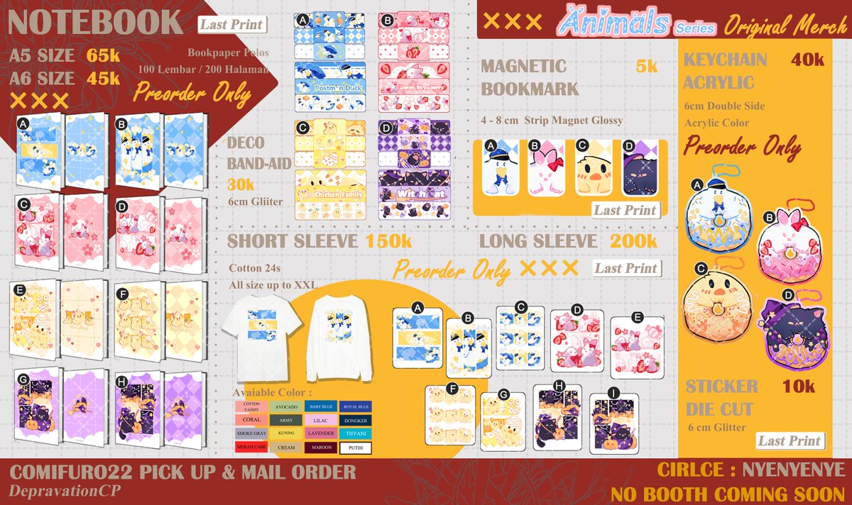 DepravationCP's tweet photo. [5/?]
Animals Series
Fandom : Original Merch

#CF22 #CFXXII #comifuro22catalogue #comifuro22 #cf22catalogue #cfxxiicatalog #comicfrontier #comifuro22catalog #cf22catalog #CFXXIICatalogue #originalmerch #originalmerchandise #originalcharacter https://t.co/PLikHQcBVm