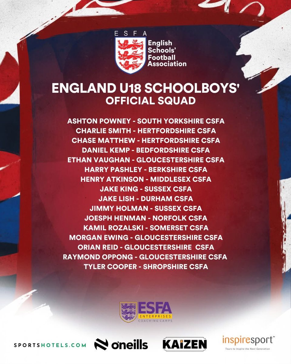 SchoolsFootball's tweet photo. 📣 England Schoolboys & England Schoolgirls Squad Announcement 📣

Thank you to all the players who took part in the @inspiresport Elite Regional Finals last weekend.

⚽ Congratulations to the two squads of 16 selected players who will represent the English Schools' Football Association's U18 Schoolboys and U15 Schoolgirls in the upcoming international fixture with Wales at Circencester Town FC on May 23rd. 

The ESFA are proud to announce the names of the succesful players selected for the squads.

#EnglandSchoolboys #EnglandSchoolgirls #InternationalMatch #InternationalFixture #ESFA
🔴🔵⚪