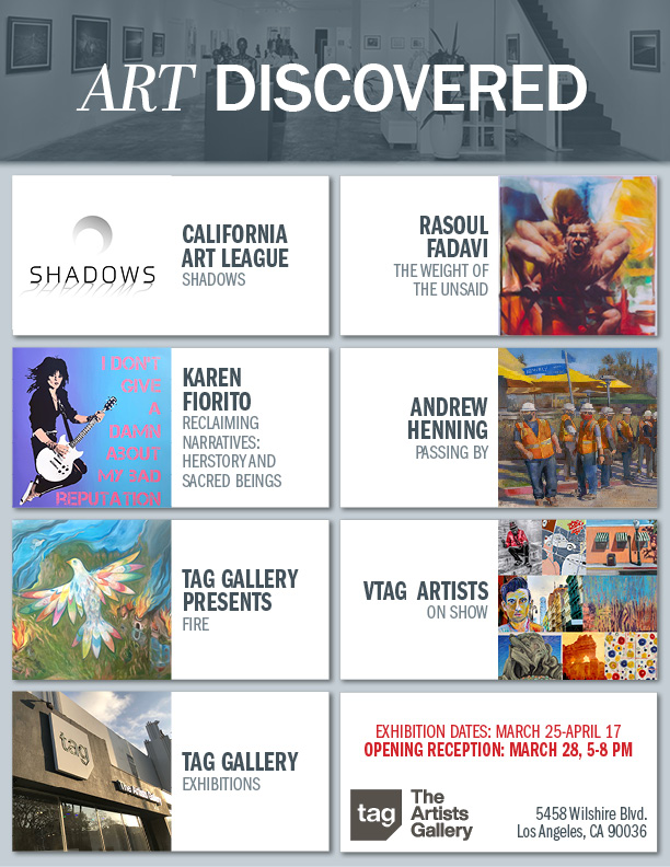 taggallery's tweet photo. Beginning today, TAG features the work of Rasoul Fadavi, Karen Fiorito, and Andrew Henning. These collections bridge the gap between the intimate and the political. Don't miss CAL's "Shadows" Juried by Shana Nys Dambrot, and "Fire" by TAG Artists. Reception Saturday 5 - 8 pm https://t.co/3yNYfEgJCz