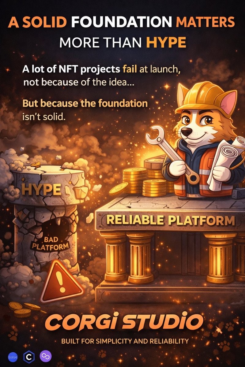 Tjay_sznn's tweet image. A lot of projects fail at launch, not because of the idea…

But because the foundation isn’t solid

That’s why platforms like Corgi Studio 🐶 are starting to get attention

Reliability matters more than hype
#corgistudio #NFTlaunchpad #base