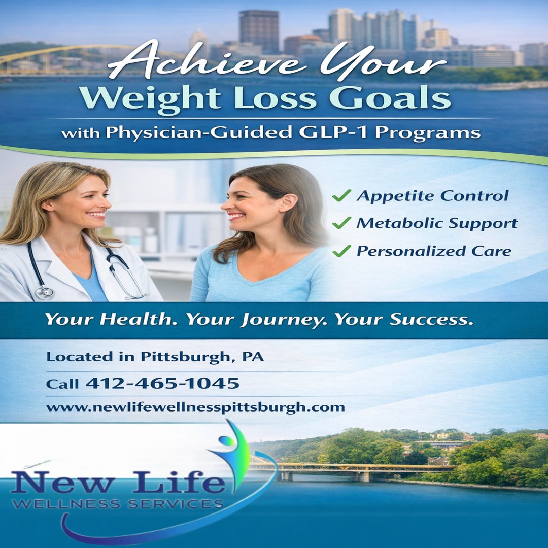 newlifewellpgh's tweet image. Looking for a smarter approach to weight management? New Life Wellness Services in Pittsburgh offers physician-guided GLP-1 programs focused on long-term health, personalized care, and ongoing support.
Call 412-465-1045
 newlifewellnesspittsburgh.com
#PittsburghWellness #GLP1Support