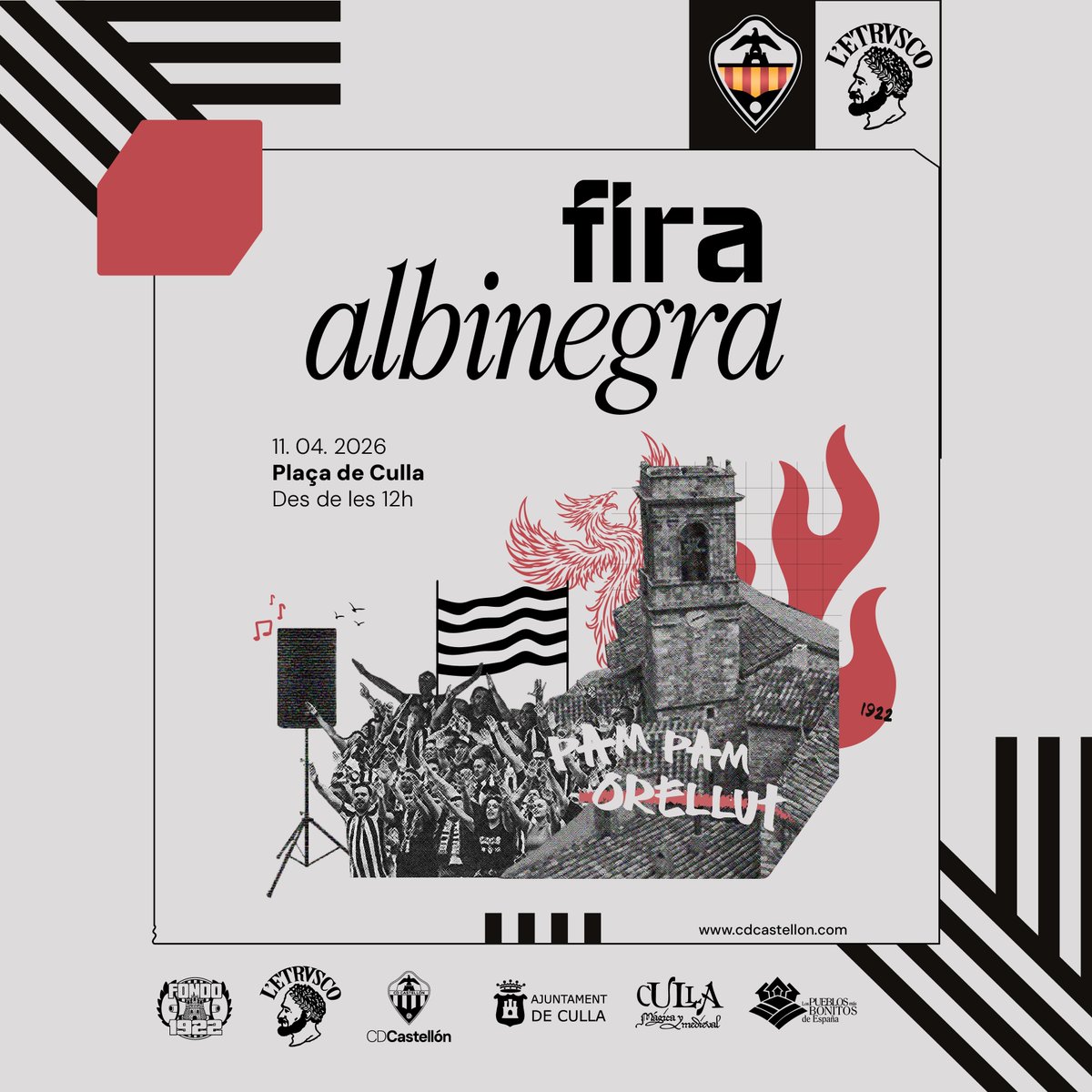 CDCastellon's tweet photo. 🤝 El @CDCastellon impulsa la 'I Fira Albinegra' per L’Etrusco a Culla el dissabte 11 d'abril

Una jornada per apropar el club a la província i viure l’albinegrisme amb activitats per a tots els públics

#PPO👂