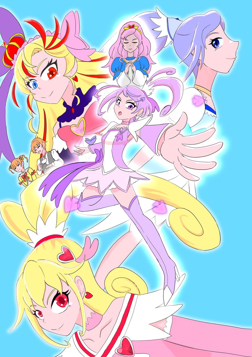 相田マナ ,キュアハート ,キュアソード ,剣崎真琴 「ドキプリメンバーたち」|たばやしこゆかのイラスト