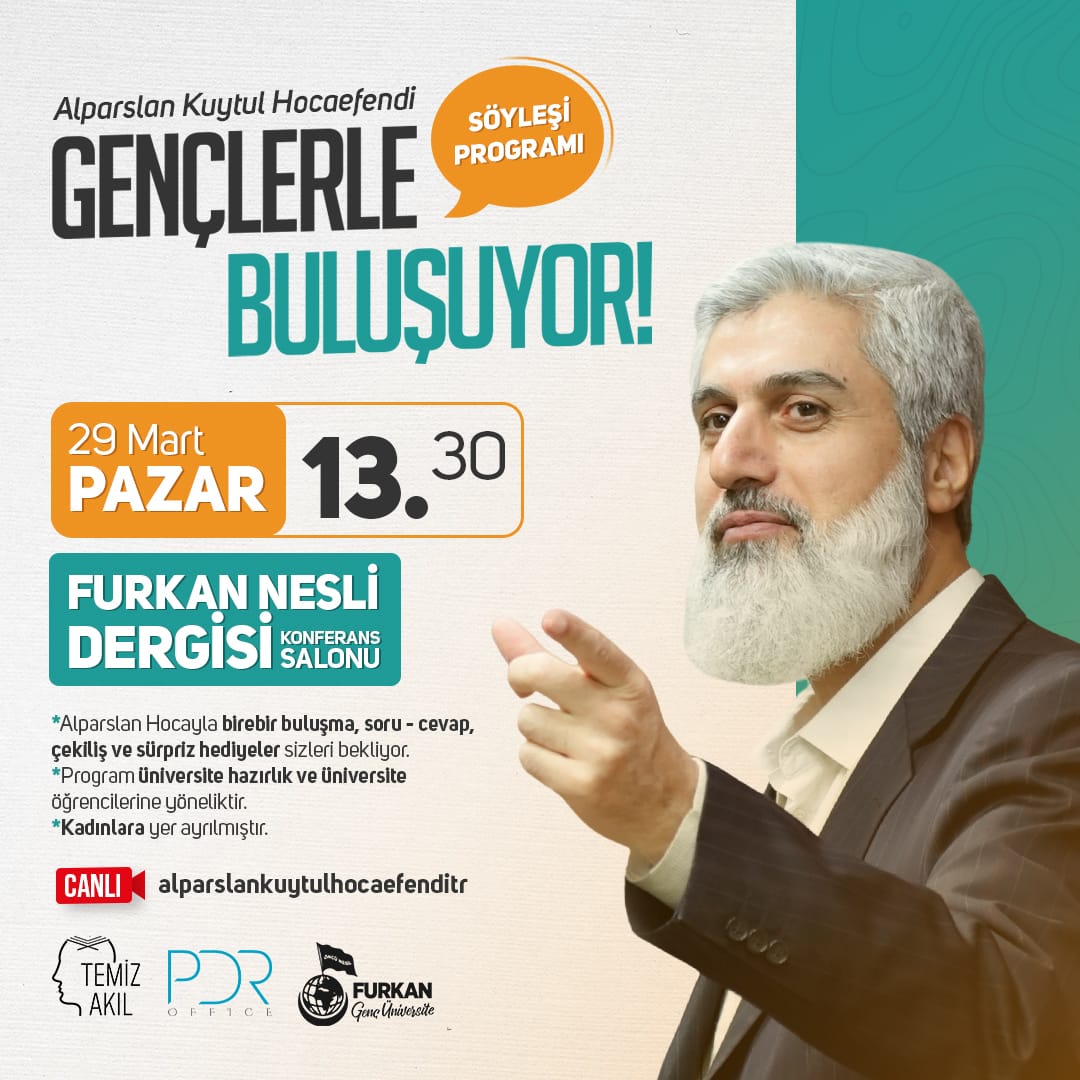 Hocamızla hasbihal programına tüm genç kardeşlerimiz davetlidir (üni hazırlık ve üni okuyan)
AlparslanHocayla Söyleşi
#FurkanGençÜniversite
#TemizAkıl
#PDROffice