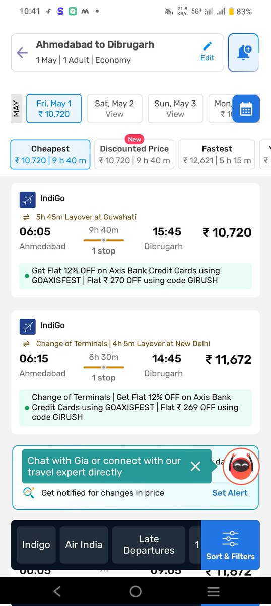 RahantC's tweet photo. Dear sir,the poor peoples not capable to fly their destiny reason flight ticketd rate is high.
#Ahmedabad to #Dibrugarh
@DDNational @MIB_India @IndiGo6E @airindia https://t.co/khWZzhZShD