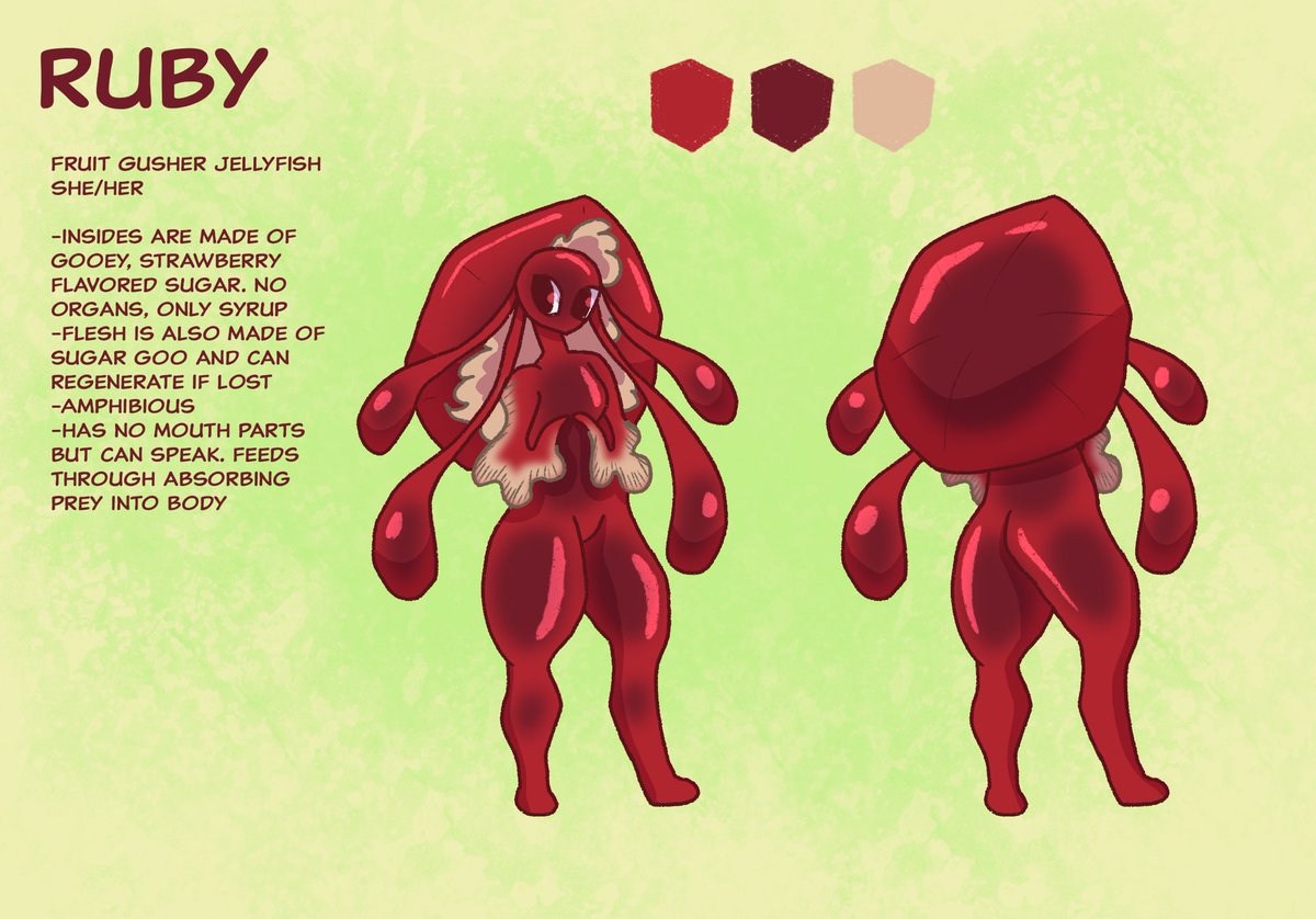 bumble__tea's tweet photo. I told you I’ve been a character creation machine lately. This is Ruby the Gusher Jelly. https://t.co/mmLtWlXTZu