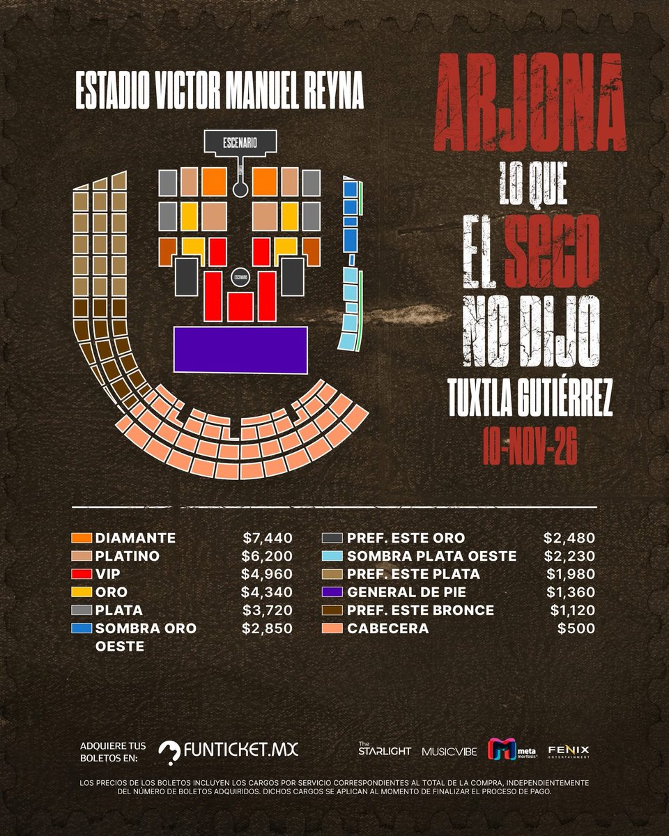 LuisAltova's tweet photo. #RicardoArjona @Ricardo_Arjona
#Tuxtla #Chiapas
🏟️ Lugar: Estadio Víctor Manuel Reyna
📅 Fecha: 10 de noviembre de 2026
🎫 Boletos: https://t.co/Ybt18G2vrO https://t.co/Cgz5F51Kkz