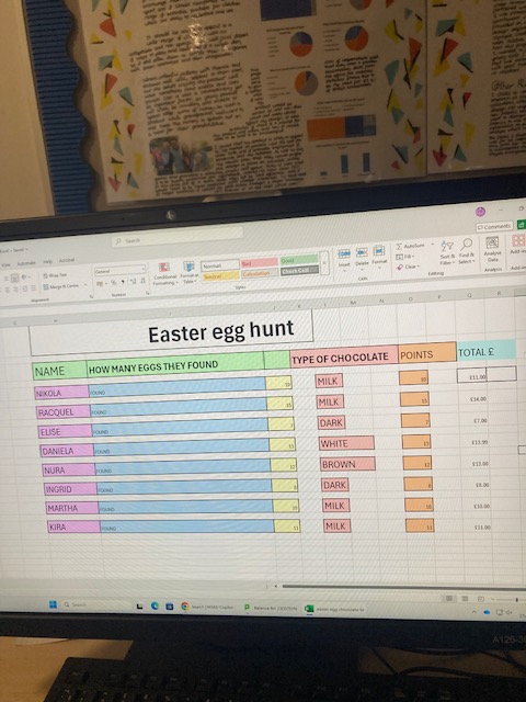 Millais_CompSci's tweet photo. Our #MillaisYear9 #MillaisComputerScience students have just started a unit revisiting @Microsoft Excel - today they practised their skills making a spreadsheet based on an Easter Egg hunt.  Happy Holidays! #MillaisHappiness https://t.co/hYIZh5MjlP