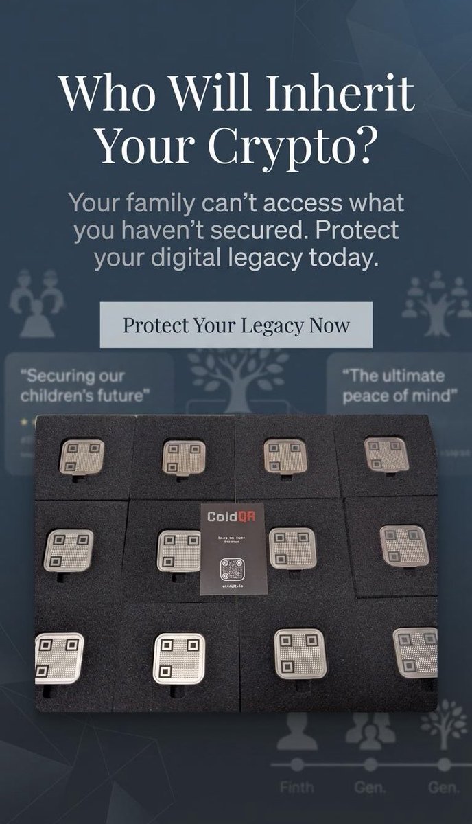 Ttokkyo2's tweet photo. Who will inherit your crypto?
If your backup plan ends with “they’ll figure it out,” it’s not a plan.
Protect your digital legacy now.
#Bitcoin #SelfCustody #coldqr #SeedBackup @coldqr @Printer_Gobrrr
https://t.co/wyDiAC3Swf https://t.co/cVzT6CwX3B