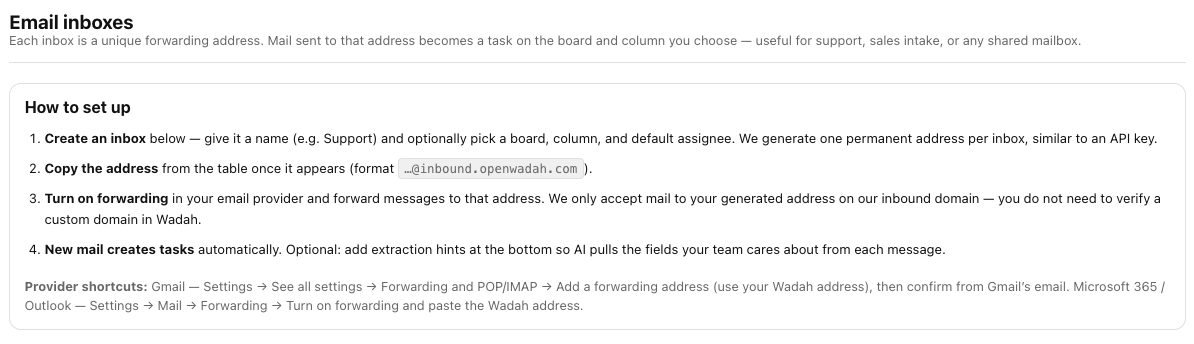 NFTRUNKS's tweet photo. Email shouldn’t mean retyping into a task tool. We shipped inbound addresses that create tasks on the board and column you choose, with a default owner when you want one.

https://t.co/yhJuqLMXe1 https://t.co/uy8nm2iF7E