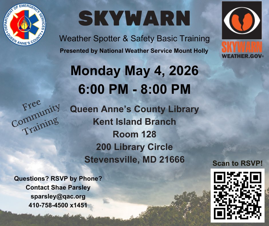 SKYWARN Storm Spotter Training 
NEW Date: Monday May 4, 2026
RSVP online here forms.gle/q3LfQ7oZLSVMrk…