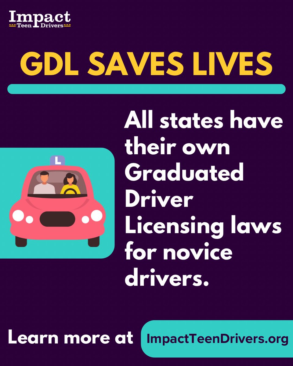 impactdrivers's tweet image. Graduated Driver Licensing (GDL) laws vary by state. GDL saves lives everywhere. 

Learn more about GDL at ImpactTeenDrivers.org.

#LearningToDrive #ParentsOfTeens #TeenDrivers #DriversEd