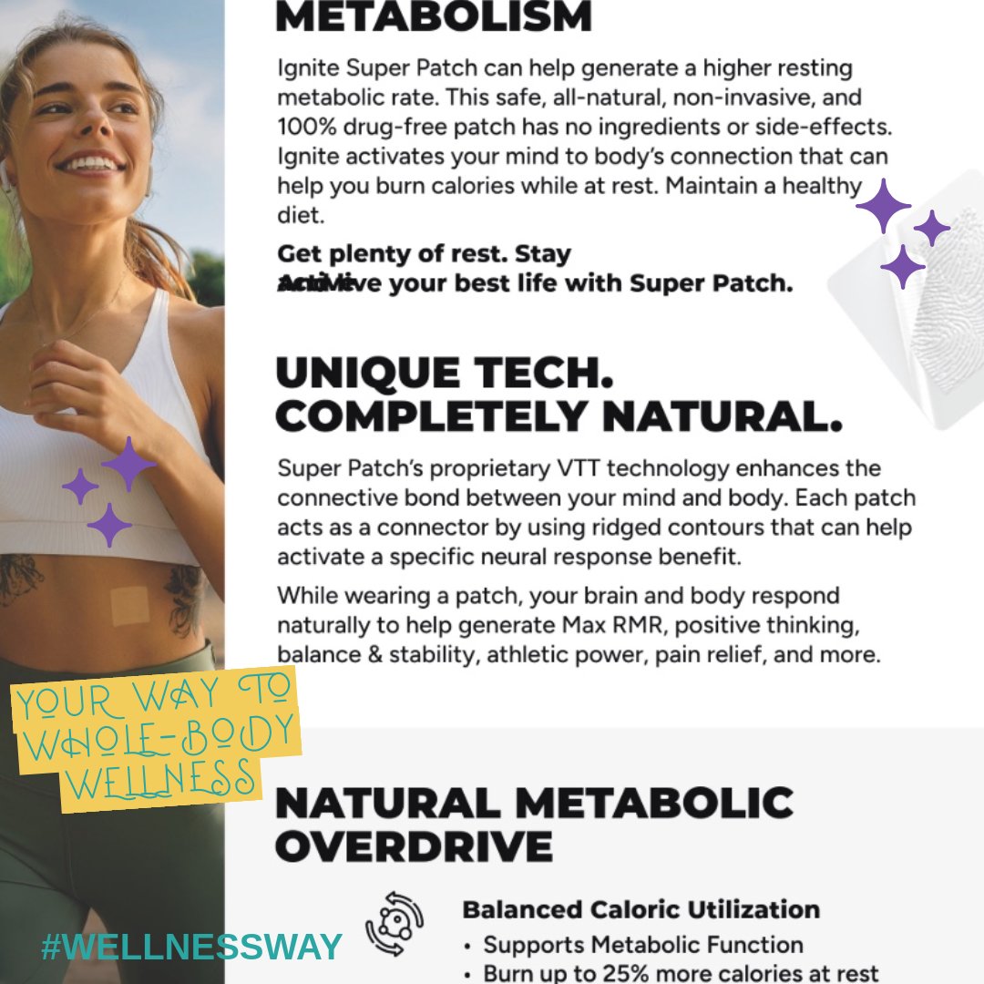 Wellnesswaypatc's tweet image. Burn up to 25% more calories at rest — with no drugs, no ingredients, and no side effects. Just wear the patch and let your body do the rest.

#IgnitePatch #SuperPatch #MetabolicBoost #DrugFreeWellness #WellnessWay
