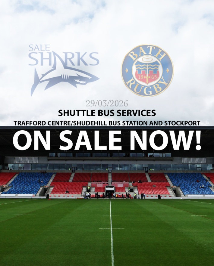 BusBus_UK's tweet image. Seats on our #SaleSharks shuttle busses for the next home fixture against #BathRugby are now on sale.  

This weekend Sale welcome Bath to the CorpAcq Stadium and #BUSBUS make it easier than ever to be there!  

 Secure your seat here! 👇 busbus.uk/coach_travel/e…